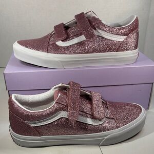 NWT Vans Old School Velcro Strap Sneakers in Rose Glitter Women’s 7 Junior 5.5